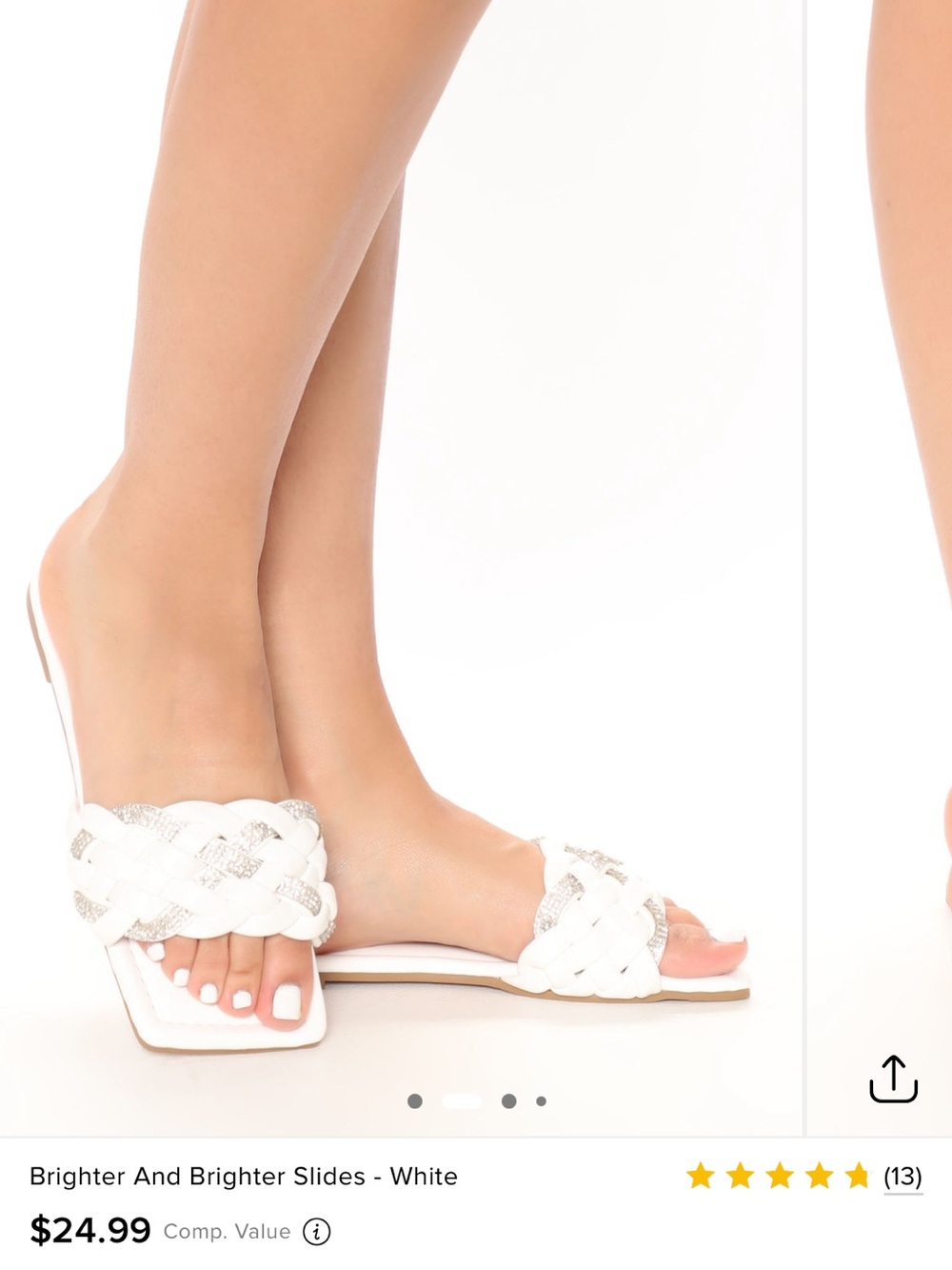 Fashion Nova White Braided Slide Sandals with Silver Accents
